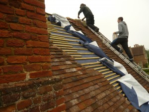 Listed Graded Building Roofing Project During Tile Replacement