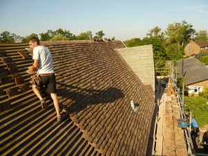 Listed Graded Building Roofing Project Starting to Lay Roof Tiles